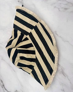 Sprigs Stripe Bucket Hat Adjustable -  Wide Brim  - Black/Natural  - NEW - Picture 1 of 8