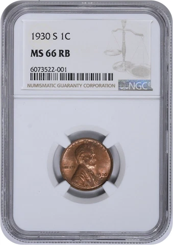 1930-S Lincoln Cent MS66RB NGC Cover