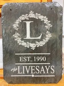 WEDDING or ANNIVERSARY SIGN - Laser Engraved Slate - Free Shipping - Picture 1 of 4