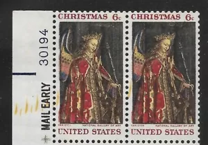 1336 6 Cent Christmas Plate Strip With Plate Damage. - Picture 1 of 2