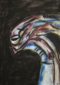 Gemälde  Porträt Abstrakt Modern Kunst Papier A4 Portrait art Painting Paper 