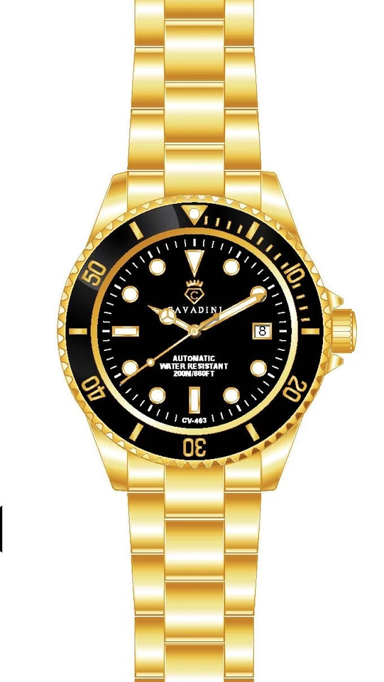 Cavadini Diver's Quartz Men's Watch Advantage 30 Bar Solid Steel Magnifier Red