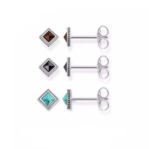 925 Sterlingsilber Quadratische Pyramide Ohrstecker - Bild 1 von 8
