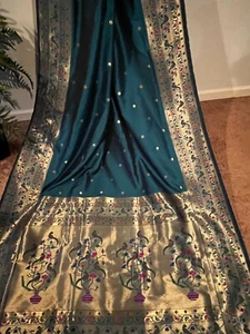 Sari di seta Paithani | sari da matrimonio | sari da festa | sari di seta | regalo - Foto 1 di 26