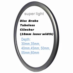 25mm Width Super Light 700c Road Bike Carbon Rim Disc Brake Clincher Tubeless - Picture 1 of 18