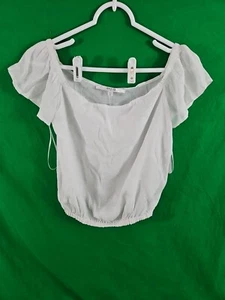 Guess Women’s Xs True White Off Shoulder Nikki Ruffle Top New With Tags - Picture 1 of 8