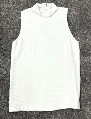 Athleta XL Off White Nylon Blend Mock Neck Ribbed Tank Top (F5) - Image 1 of 4