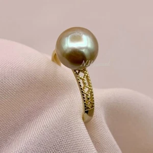 Ethnic Band Ring Genuine Southsea Pearl AA+ 9mm Women Jewelry Gift 18k Gold Gift - Picture 1 of 5