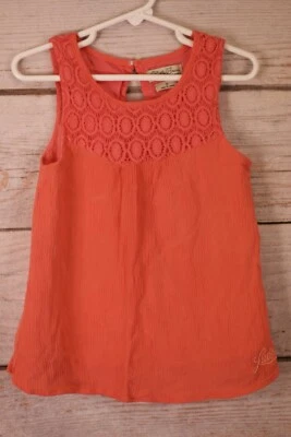 Vestido sin mangas Lucky Brand naranja coral forrado encaje adornado parte superior niña 5 Foto 1 de 4