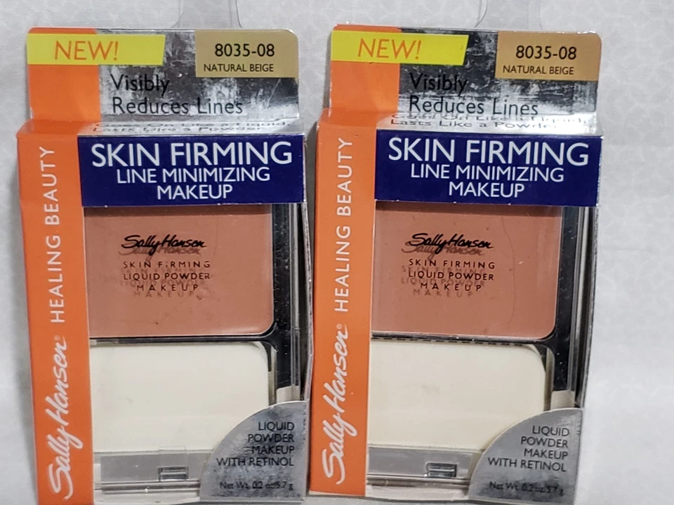 X 2- SALLY HANSEN 8035-08 Natural Beige  SKIN FIRMING LIQUID POWDER MAKEUP - Image 1 of 1