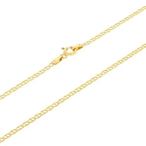 14K Yellow Gold Solid 2mm Mariner Anchor Chain Necklace Womens Mens 16"- 24" - Picture 1 of 42