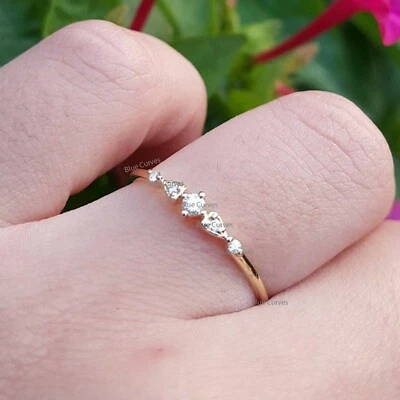 Solid 14k Yellow Gold Marquise SI Clarity Natural Diamond Ring Gift For Her US 7 - Image 1 of 2