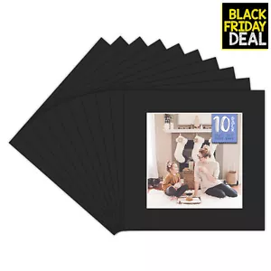 Pack of 10 12x12 Black Picture Mats with White Core Bevel Cut for 8x8 Photo - Picture 1 of 5