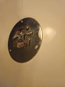 Harley Davidson Chrome Derby Cover Vintage Eagle MADE IN USA EST 1903 - Bild 1 von 5
