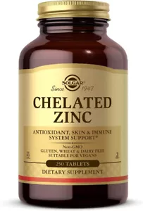 Solgar Chelated Zinc, 250 Tablets - Zinc for Healthy Skin - Supports Cell Growth - Picture 1 of 3