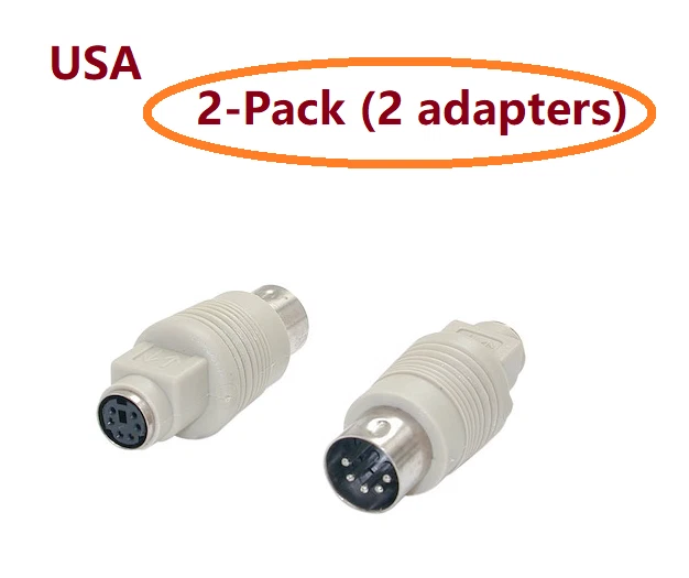 PTC 2pcs Keyboard Adapter PS2 6pin Female to AT 5pin DIN Male Adaptor Cable/Cord - Image 1 of 2