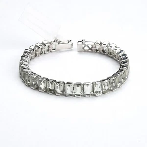 Tennisarmband 30,75 kt Achteckschliff grüner Amethyst Edelstein Sterlingsilber 7 Zoll - Bild 1 von 4