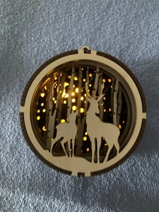 Holz Weihnachtshirsche/Hirsche/Fuchs Szene Lichtbox KIt mit optionaler Geschenkbox - Bild 1 von 16