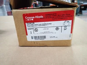 NEW (Lot of 2) Crouse-Hinds GUAC26 3/4" Conduit Outlet Box, 3" Cover Iron Body - Picture 1 of 3