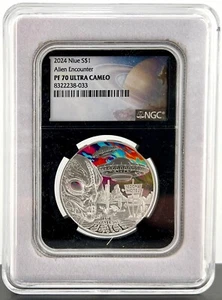 2024 Niue Alien Encounter 1 oz Silver Coin NGC PF 70 UCAM Galaxy Label 90 MINTED - Picture 1 of 7