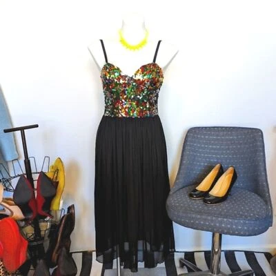 Motel Rocks спагетти ремень блестки платье с прозрачной спиной размер M - Изображение 1 из 4