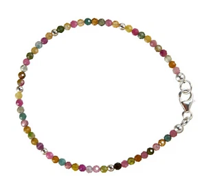 Turmalin bunt Armband 925 Silber Armkette Z343 - Picture 1 of 2