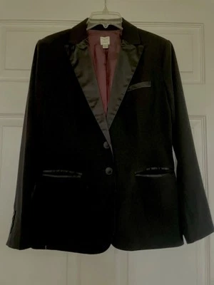 Blazer forrado de esmoquin Lauren Conrad-satinado-botón de un solo pecho-negro-8-¡VACACIONES! Foto 1 de 4