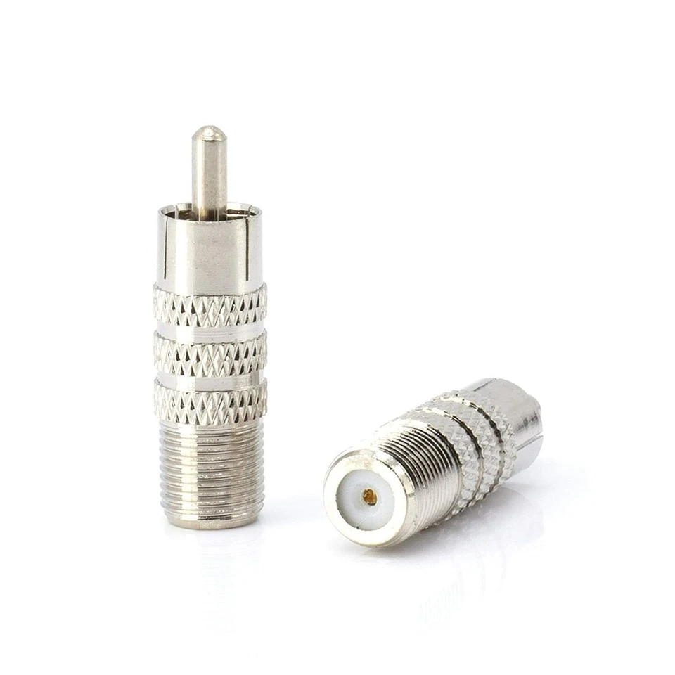 RF Coaxial Adapter, Converter - F-Type Female to RCA Male Connector - 100 Pack - Image 1 of 4