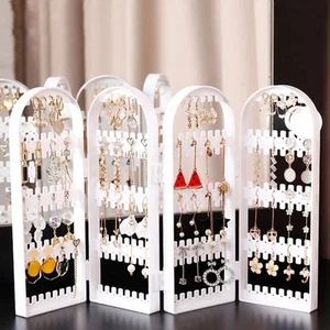 Estante de exhibición de joyas collares anillos pendientes soporte plegable de plástico almacenamiento - Imagen 1 de 18
