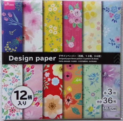 DAISO Flower 12 Design Origami Chiyogami Paper Japan - Image 1 of 3