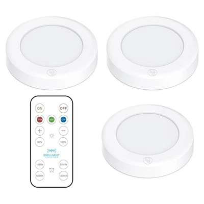 Brilliant Evolution Wireless LED Puck Light 3 Pack | Works With Remote Contro... - Image 1 of 4