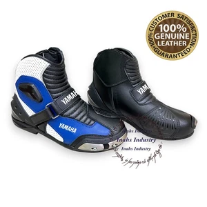 Yamaha Half Long Short Motorbike Shoes Leather Motorcycle Racing Bikers Boots - Picture 1 of 5