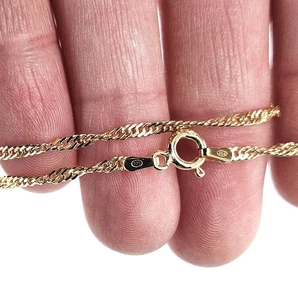 18ct Gold Necklace Chain on 925 Sterling Silver Twisted Singapore - 18inch - Picture 1 of 13
