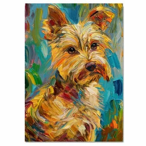 Impresión artística de perro estilo Van Gogh Yorkie perro plano laminado, enmarcado o envuelto lienzo - Imagen 1 de 19