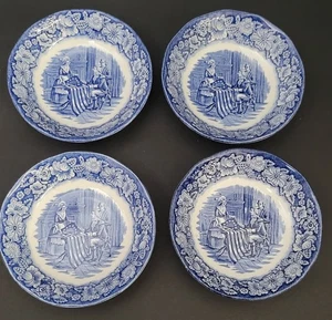 Juego de 4 cuencos de postre Blue Transferware Liberty Bell Betsy Ross - Imagen 1 de 4
