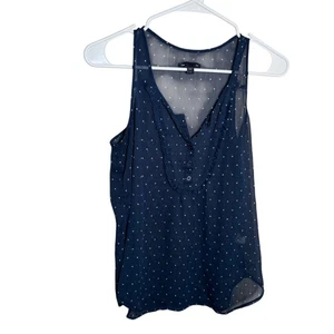 Gap Tank Top Women's Small Navy Blue Star Sheer Lightweight Sleeveless Shirt - Picture 1 of 8