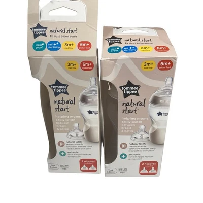 Детские бутылочки Tommee Tippee Natural Start против колик 11 унций / 340 мл 2 упаковки - Изображение 1 из 4