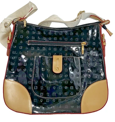 ARCADIA  Italy Black Patent Leather Slim Crossbody Shoulder Bag - Image 1 of 4