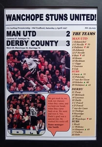 Man Utd 2 Derby County 3 - 1997 Premiership - souvenir print - Picture 1 of 5