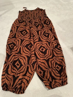 Mono Anthropologie Estampado Geométrico Sin Mangas Marrón Talla 2X Foto 1 de 4