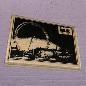Stampington C8242 Millennium Wheel Wood Mounted Stamp 2001 Retired Gift Vintage - Picture 1 of 12