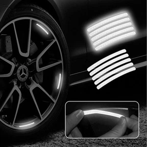 Reflective Wheel Rim Stripe Stickers for Car and Motorcycle, White - Pack of 20 - Picture 1 of 9