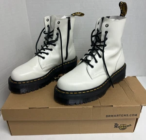 Dr. Martens Jadon weiße Leder Plateau Stiefel US Herren 10M Damen 11M seitlicher Reißverschluss - Bild 1 von 11