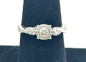 Signierter HOLD MY HAND Sterlingsilber 1/20 kt Diamant Verlobungsring 7 - Bild 1 von 8