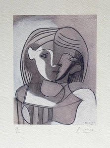 PABLO PICASSO " YOUNG LADY " Druckgrafik 38/100 handsigniert 30,0 x 21,2 cm - Picture 1 of 2