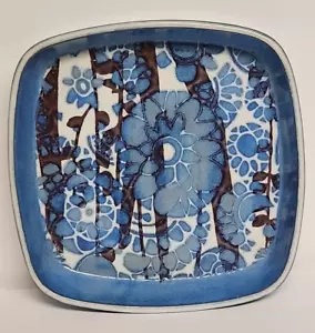 Royal Copenhagen Square 1.5" x 6.5" Blue Forest Porcelain Fajance Dish Denmark - Picture 1 of 5