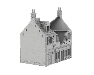 WARGAME ZONE DESTROYED HOUSE 01 - 3D PRINTED DIORAMA WARGAME TERRAIN NORMANDIE V2