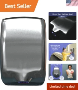 Hi-Speed 224mph Stainless Steel Hand Dryer - Ideal for Commercial Bathrooms - Picture 1 of 10