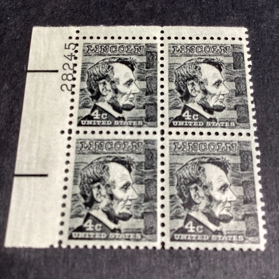 SCOTT #1282 PRESIDENT ABRAHAM LINCOLN 4cPLATE BLOCK OF 4 MNH-1965-US - Image 1 of 1