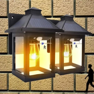 2x LED Solarleuchte für Außen Wandlampe mit Bewegungsmelder Gartenlampe Laternen - Bild 1 von 16